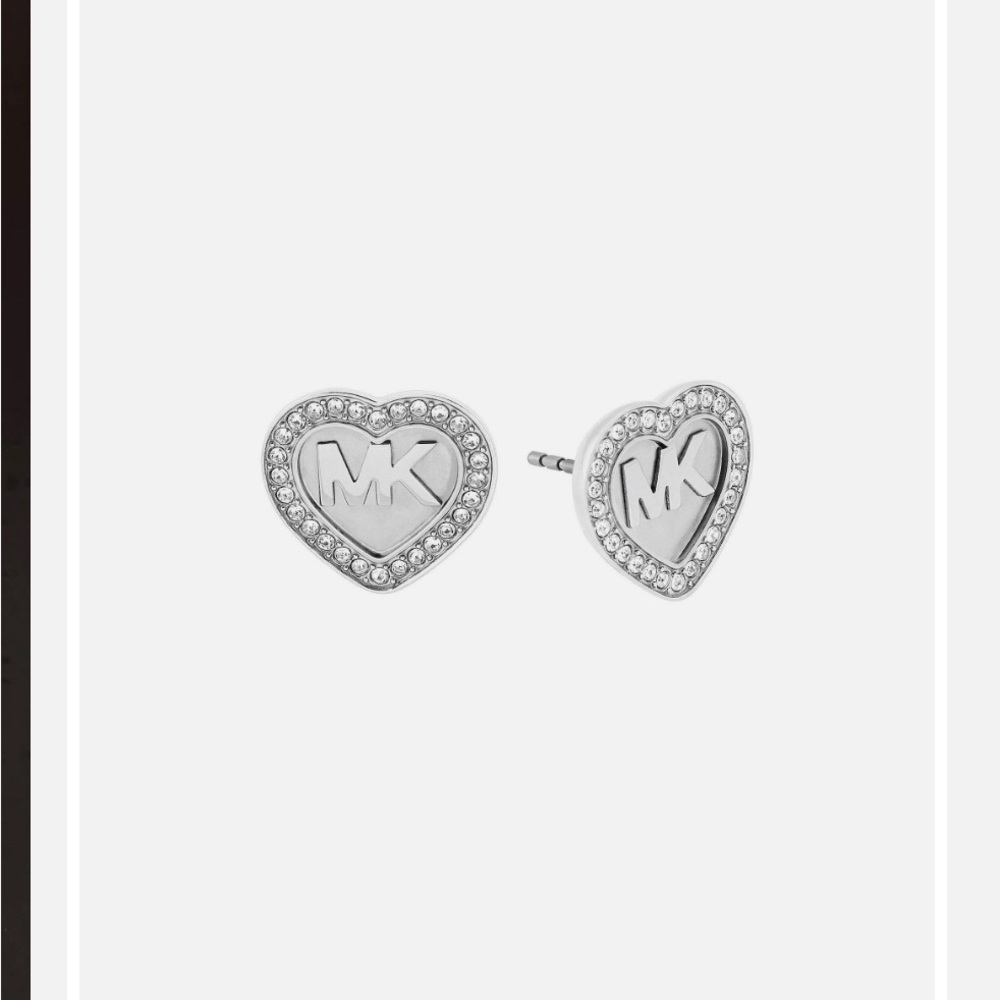 NWT Michael Kors MK Pave Heart Stud Earrings